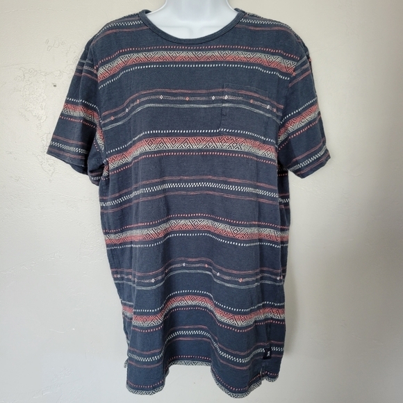 The Roark Revival Women's XL Short Sleeve T-shirt Dark Blue Pink White Pattern - Picture 1 of 8